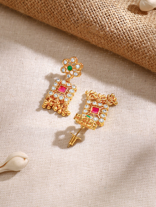 Gold Plated Pearl Whisper Kundan Blossom Necklace Set