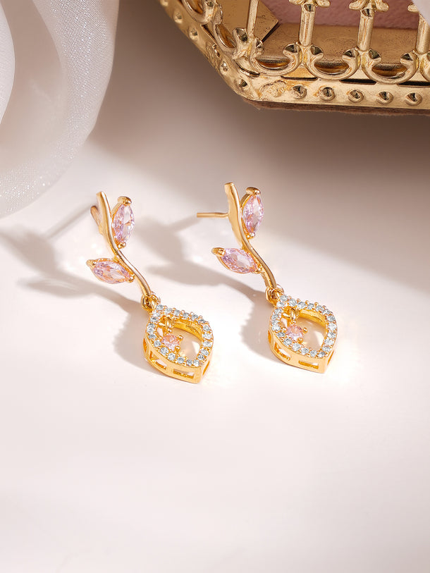 Gold Plated Blush Vine Pink Zirconia Necklace Set