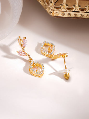 Gold Plated Blush Vine Pink Zirconia Necklace Set