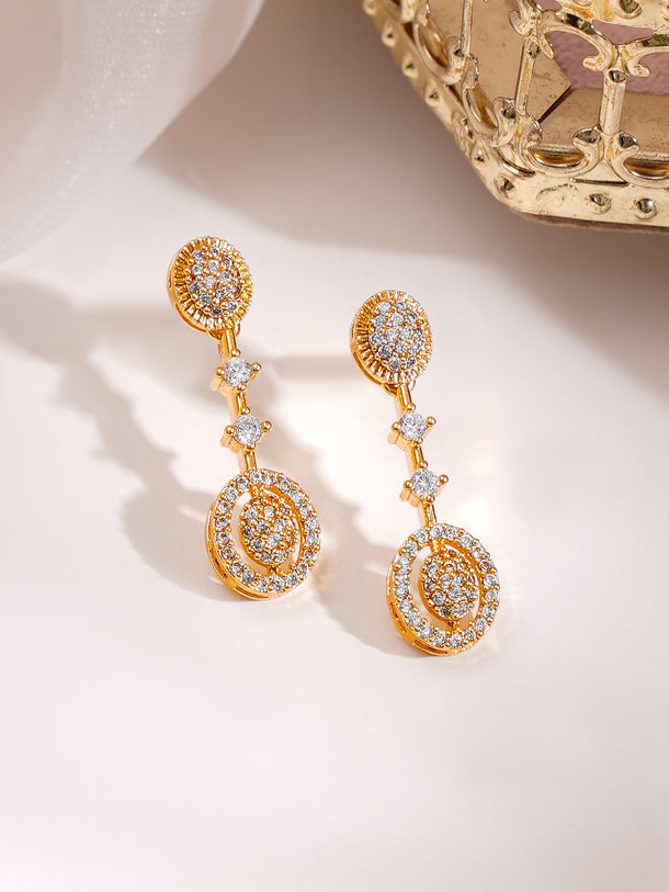Gold Plated Moonlit Oval Halo Zirconia Necklace Set