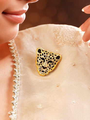 Crystal Leopard Motif Statement Brooch