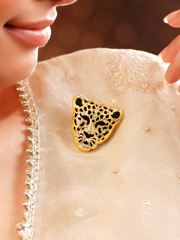 Crystal Leopard Motif Statement Brooch