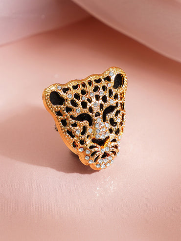 Crystal Leopard Motif Statement Brooch