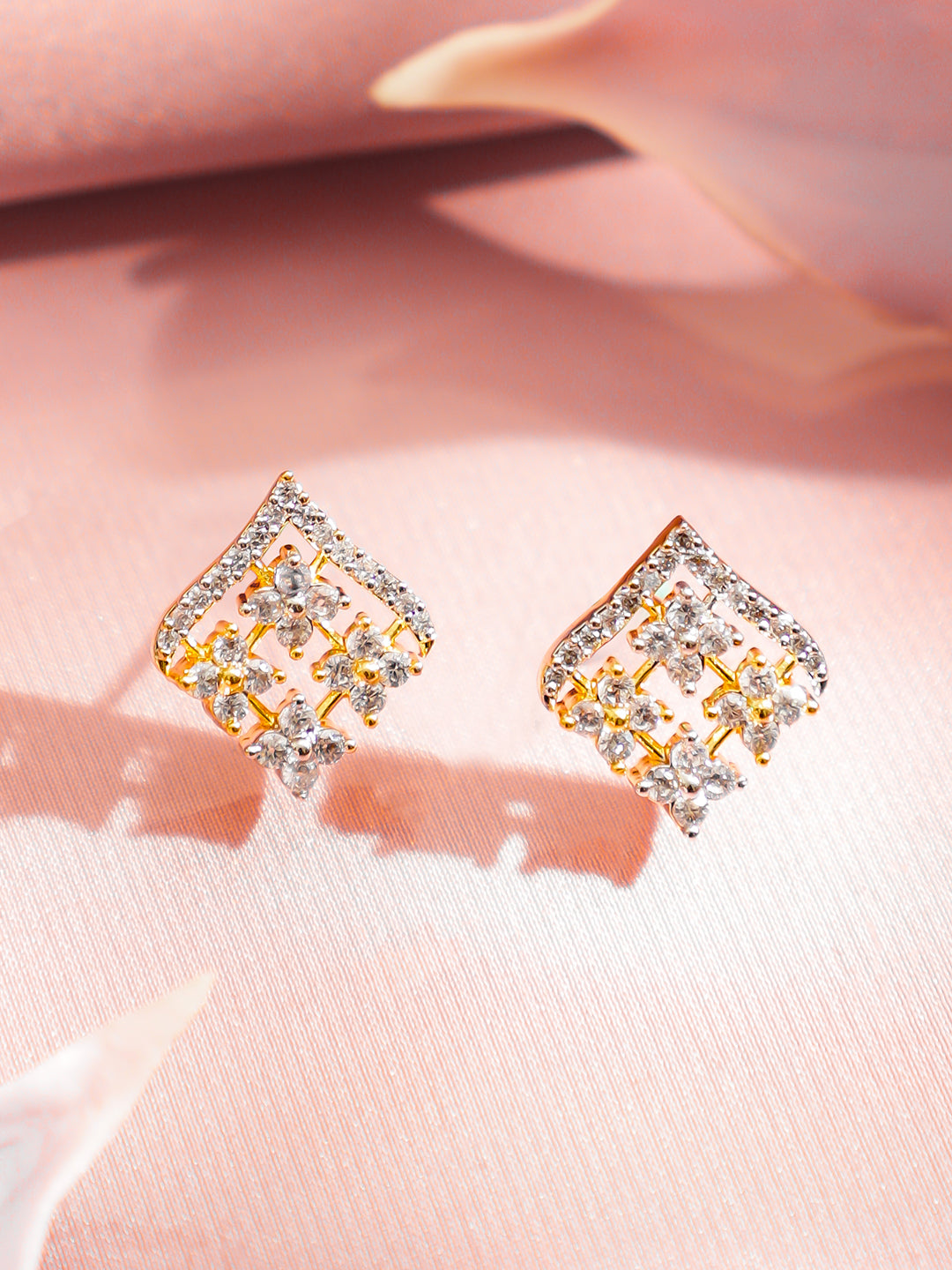 American Diamond Zirconia Geometric Pendant Necklace Set