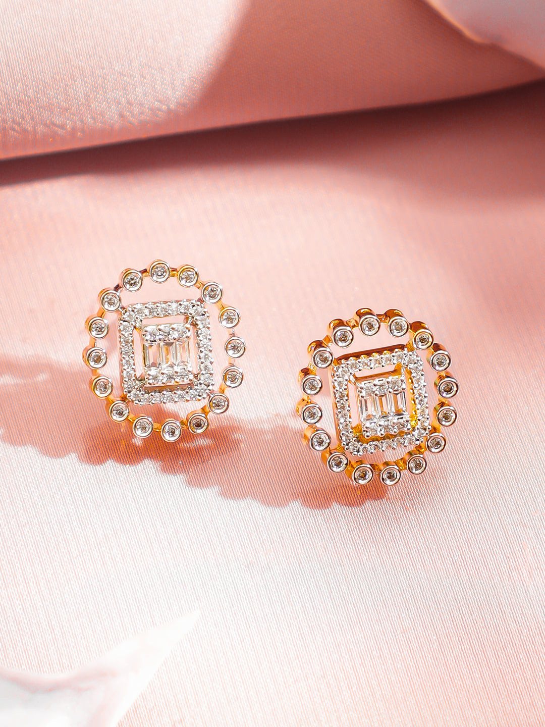 American Diamond Zirconia Studded Round Necklace Set