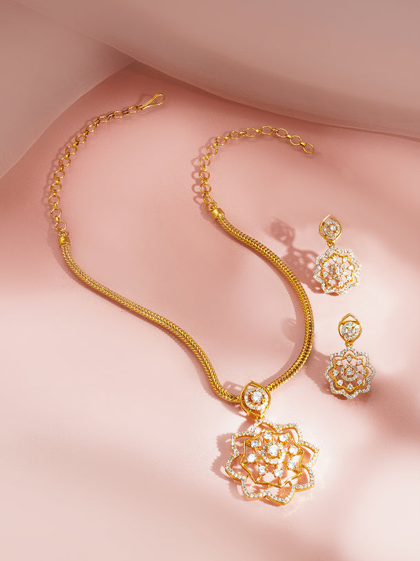 Blooming Spark Floral Pendant Set