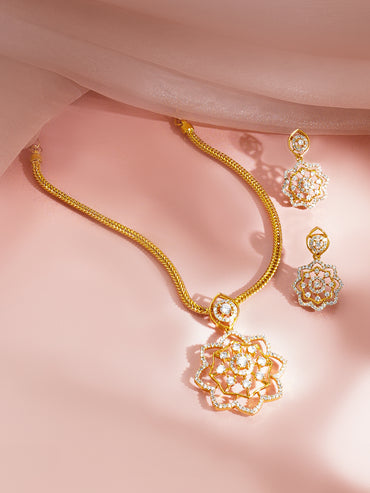 Blooming Spark Floral Pendant Set