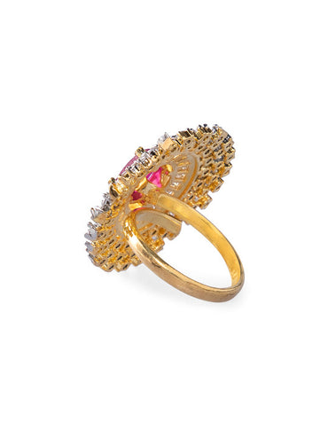 Rubans Gold Plated Zircon Stone Studded Adjustable Finger Ring