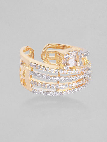 American Diamond Zirconia Studded Gold Ring