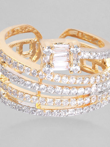 American Diamond Zirconia Studded Gold Ring