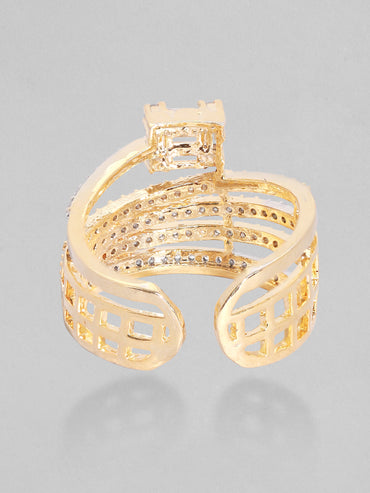 American Diamond Zirconia Studded Gold Ring