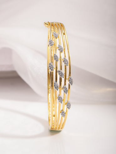 Rubans 22K Gold-Plated Cubic Zirconia Studded Bangle-Style Bracelet