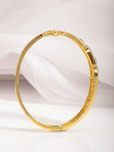 Rubans 22K Gold-Plated Cubic Zirconia Studded Bangle-Style Bracelet