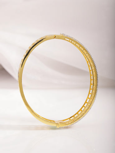Rubans 22KT Gold-Plated Cubic Zirconia Studded Floral Bangle-Style Bracelet