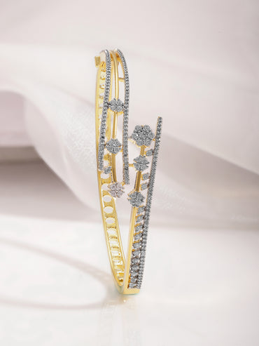 Rubans 22K Gold-Plated Cubic Zirconia Studded Bangle-Style Bracelet