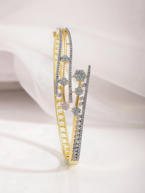 Rubans 22K Gold-Plated Cubic Zirconia Studded Bangle-Style Bracelet