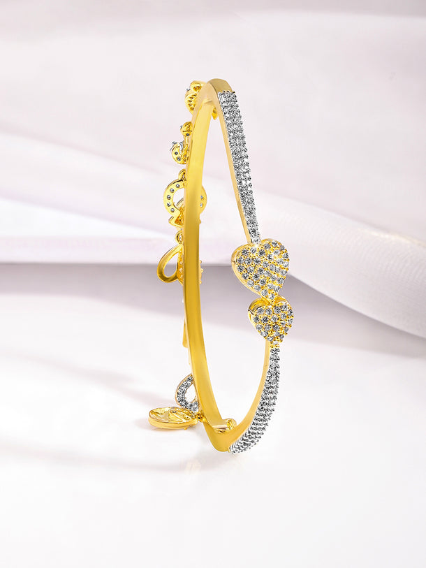 American Diamond Zirconia Golden Charms Openable Bangle