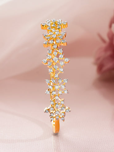 Rubans Women Brass Cubic Zirconia Handcrafted Gold-Plated Bangle-Style Bracelet