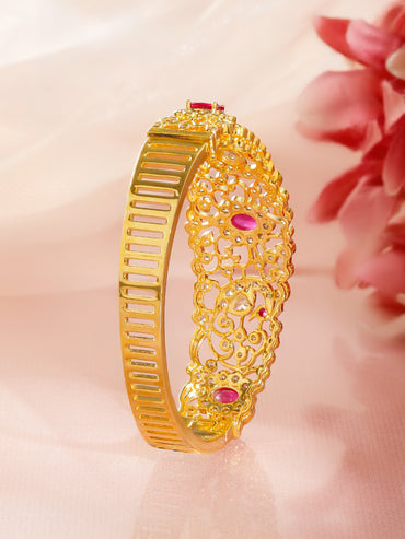Rubans Women Brass Cubic Zirconia Gold-Plated Bangle-Style Bracelet