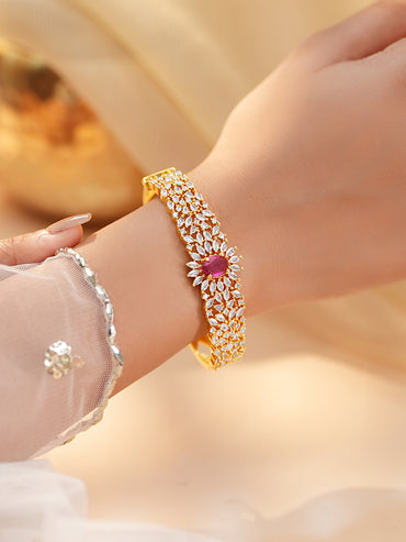 Gold Plated Blush Zirconia Bloom Bangle