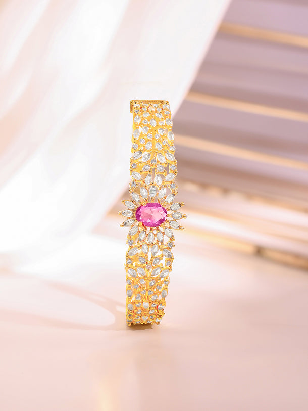 Gold Plated Blush Zirconia Bloom Bangle