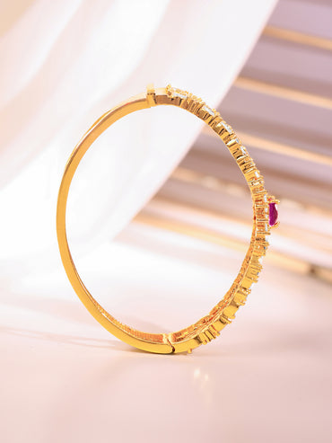Gold Plated Blush Zirconia Bloom Bangle
