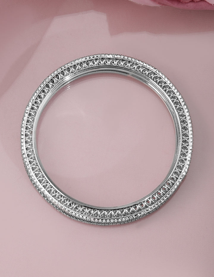 Rubans Set of 4 Rhodium-Plated Cubic Zirconia Studded Bangles