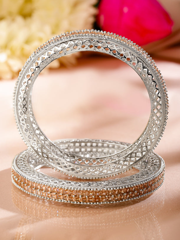 Dual Toned Silver Finish Bangles