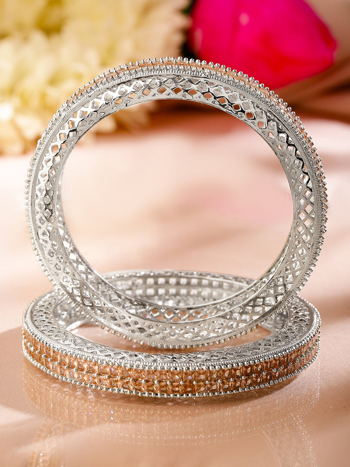 Dual Toned Silver Finish Bangles