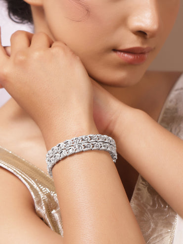 Frosted Radiance Zirconia Studded Bangles