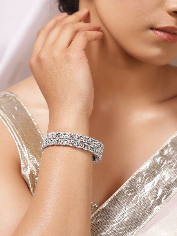 Frosted Radiance Zirconia Studded Bangles