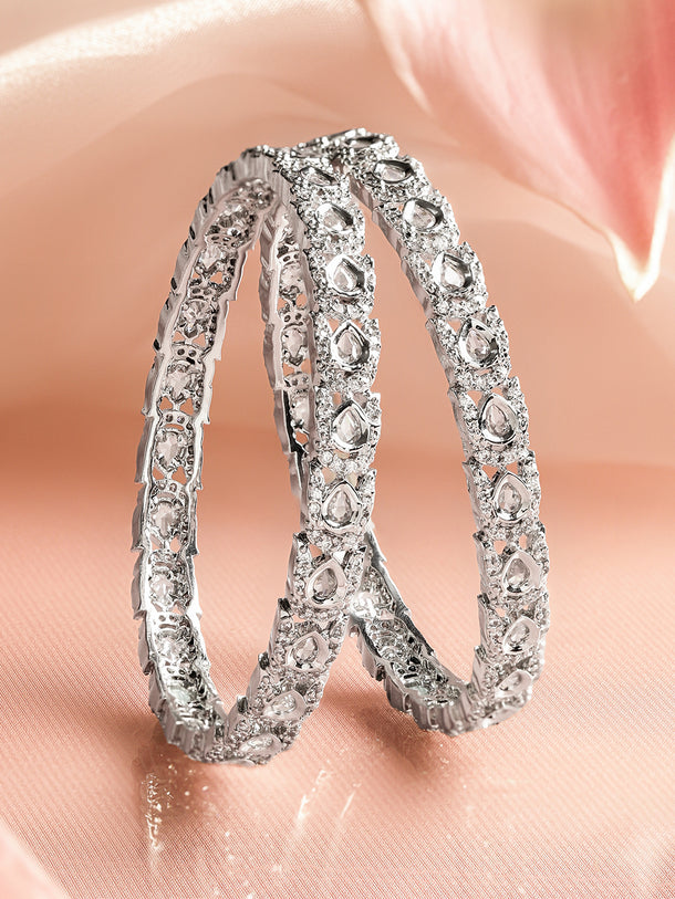 Frosted Radiance Zirconia Studded Bangles