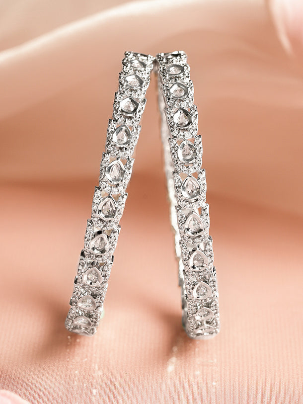Frosted Radiance Zirconia Studded Bangles