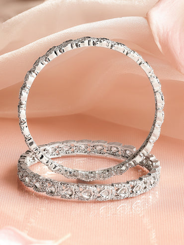 Frosted Radiance Zirconia Studded Bangles