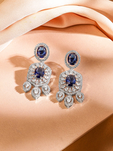 American Diamond Zirconia Blue Choker Set