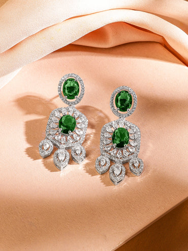 Green Choker Set with American Diamond Zirconia