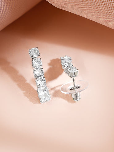 Rhodium Plated Crystal Baguette Choker Necklace Set