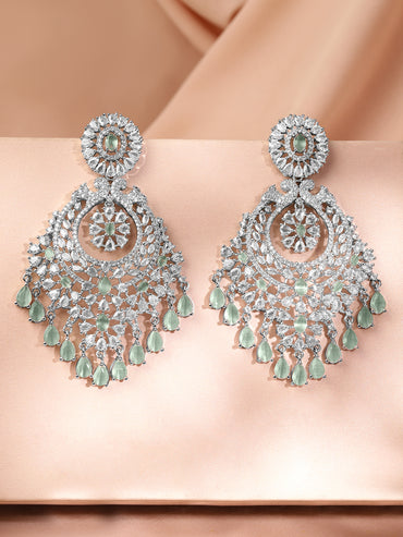 Soft Mint Stone American Diamond Zirconia Danglers