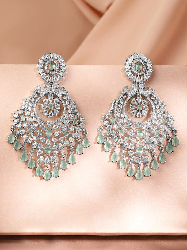 Soft Mint Stone American Diamond Zirconia Danglers