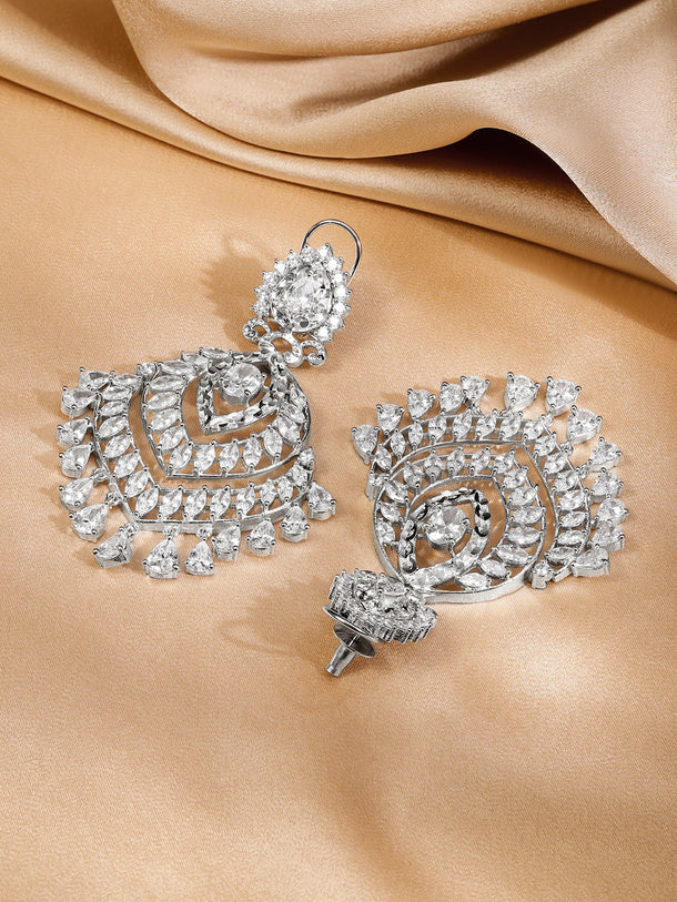 White American Diamond Zirconia Dangler Earrings