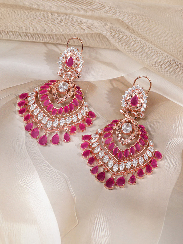 Rosé Radiance American Diamond Zirconia Dangle Earrings