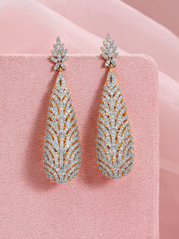 Floral Luxe American Diamond Zirconia Statement Earrings