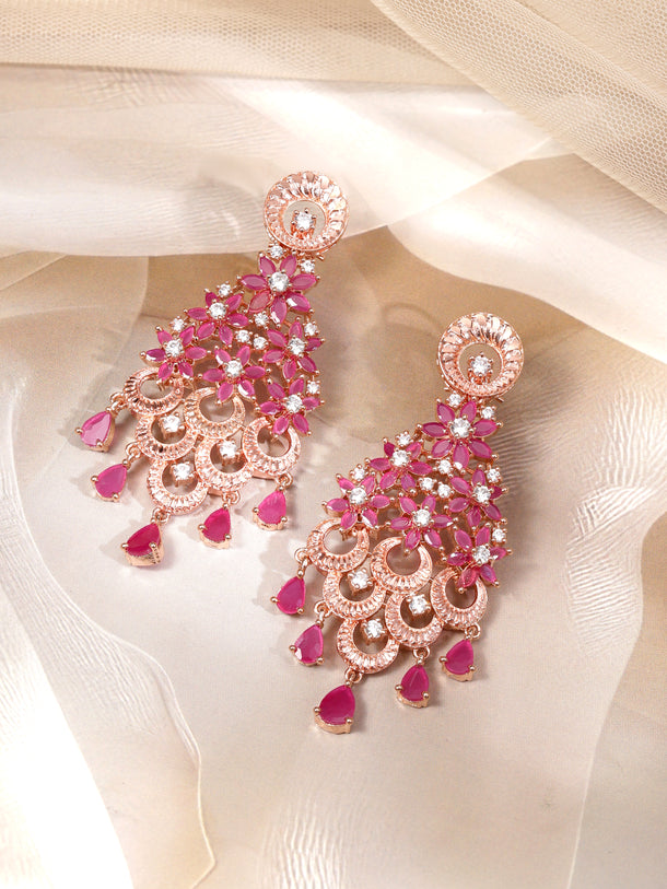 Royal Heritage Red American Diamond Zirconia Danglers