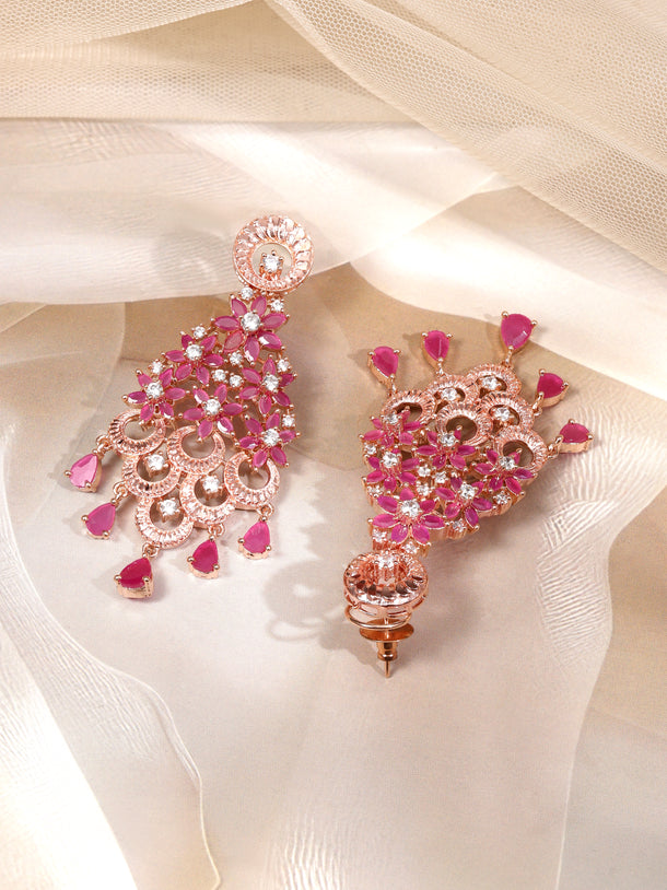 Royal Heritage Red American Diamond Zirconia Danglers