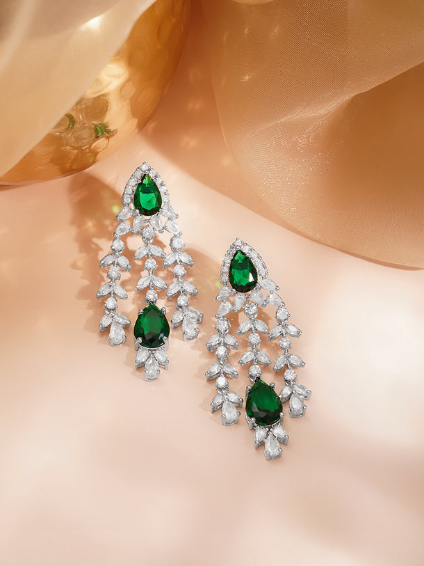 Luxe Emerald Drop Chandelier Earrings