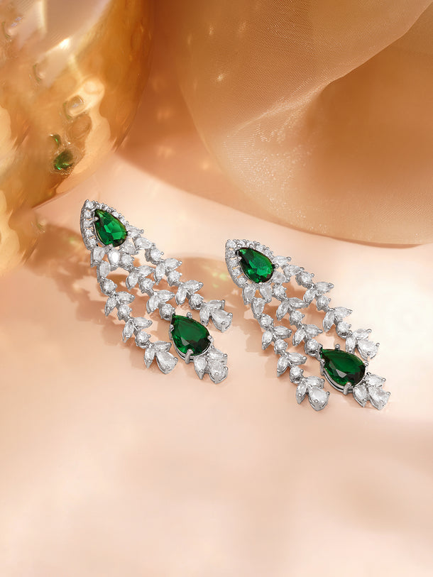 Luxe Emerald Drop Chandelier Earrings