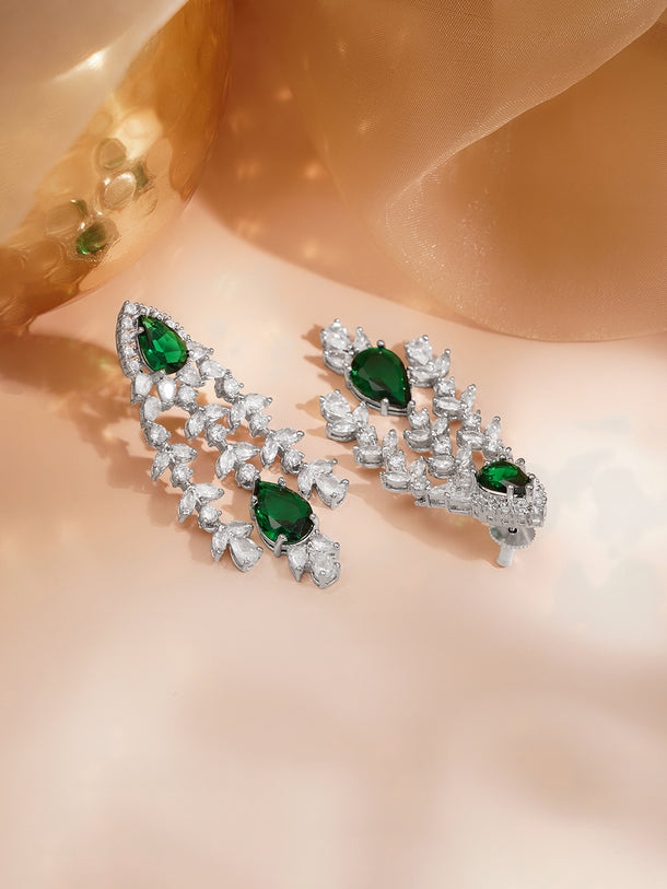 Luxe Emerald Drop Chandelier Earrings