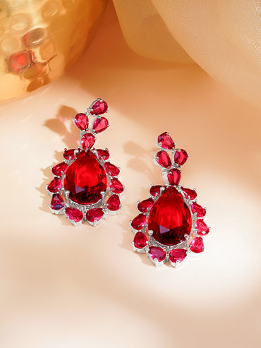 Ruby Red Drama Statement Drop Earrings