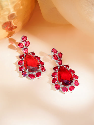 Ruby Red Drama Statement Drop Earrings