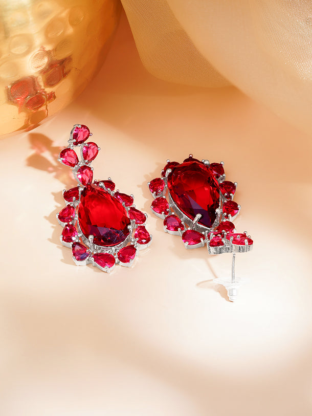 Ruby Red Drama Statement Drop Earrings